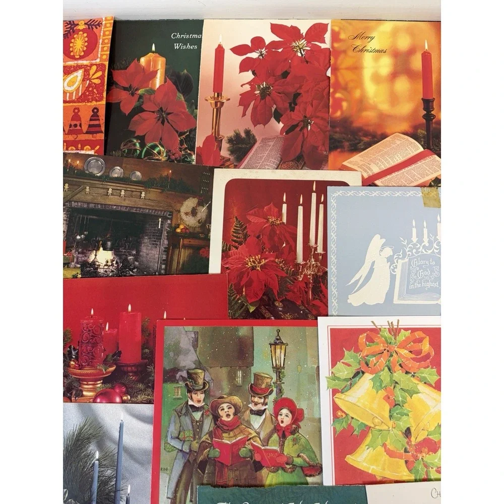 Vintage Christmas Cards Fronts ONLY Traditional Scrapbooking Decoupage Lot 50+
